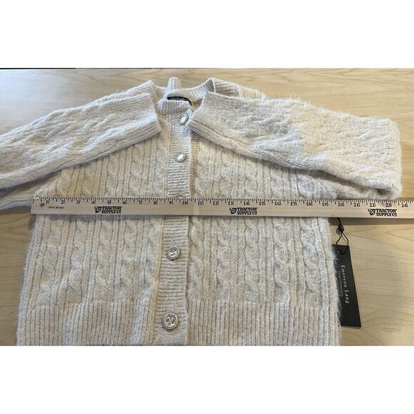 Emerson Lang NWT Young Contemporary Sweater Cardigan L Cream Buttons Cropped - Picture 4 of 6
